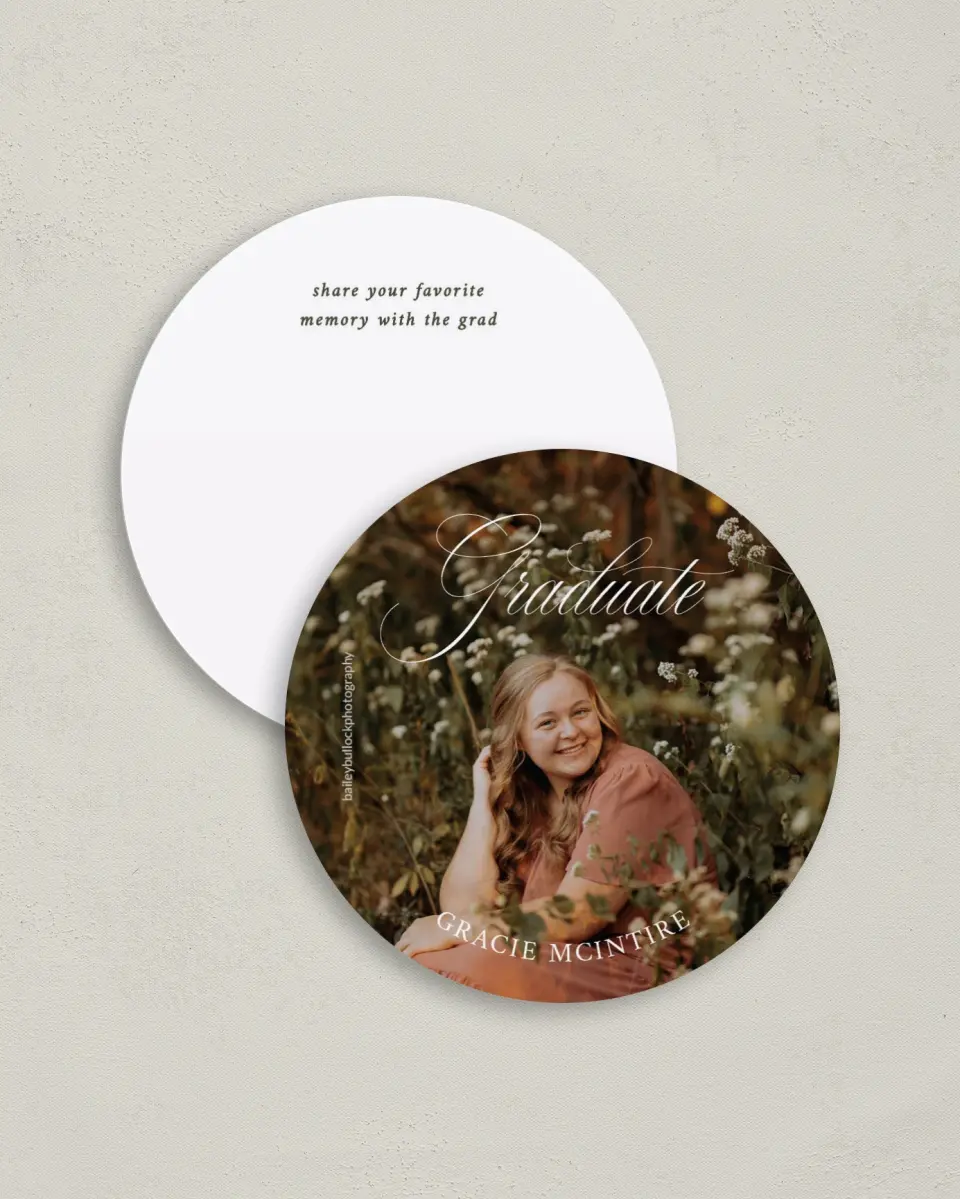 This is a 4" x 4" Share a Memory Card called Refined Celebration printed in full color on Luxe Satin (coated) paper