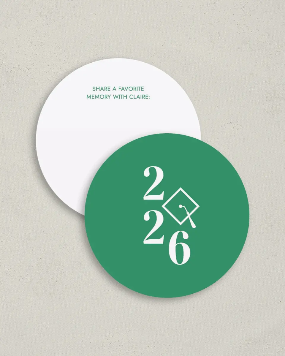 This is a 4" x 4" Share a Memory Card called Class Icon printed in full color on Luxe Satin (coated) paper