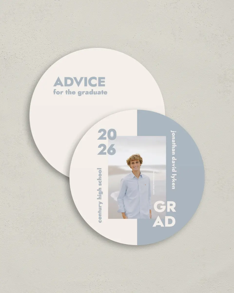 This is a 4" x 4" Advice Card called Changing Chapters printed in full color on Luxe Satin (coated) paper