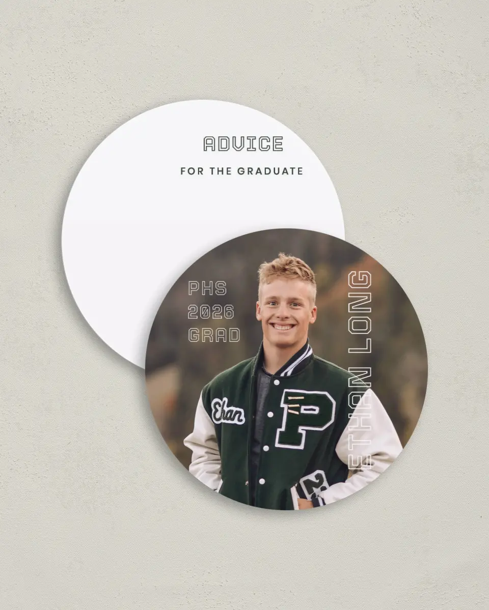 This is a 4" x 4" Advice Card called Athletic Achievement printed in full color on Luxe Satin (coated) paper