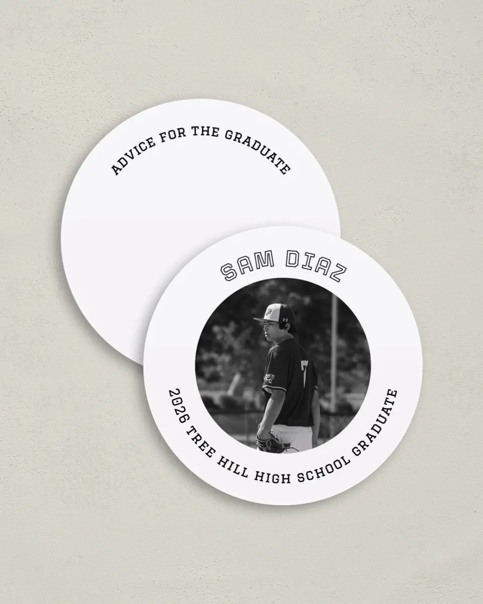 This is a 4" x 4" Advice Card called Last Run printed in full color on Luxe Satin (coated) paper