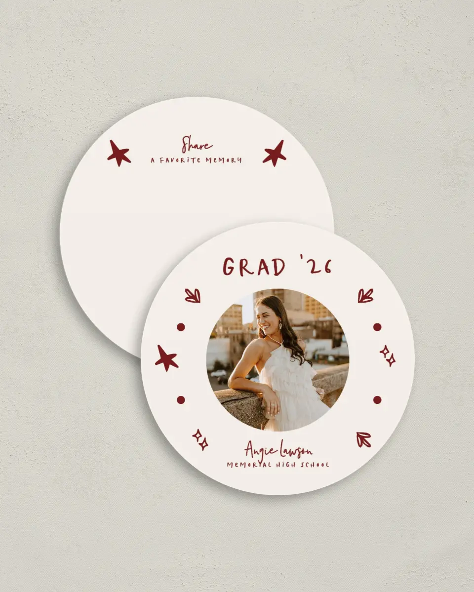 This is a 4" x 4" Share a Memory Card called Celebratory Confetti printed in full color on Luxe Satin (coated) paper