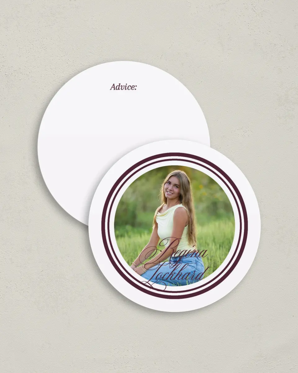 This is a 4" x 4" Advice Card called Timeless Frame printed in full color on Luxe Satin (coated) paper