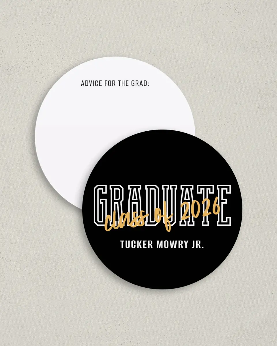 This is a 4" x 4" Advice Card called Onward and Upward printed in full color on Luxe Satin (coated) paper