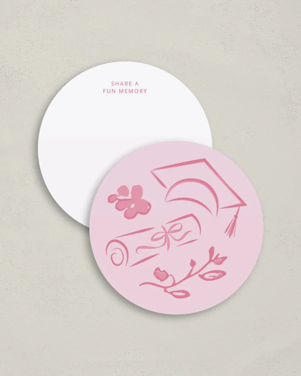 This is a 4" x 4" Share a Memory Card called Happily in Bloom printed in full color on Luxe Satin (coated) paper