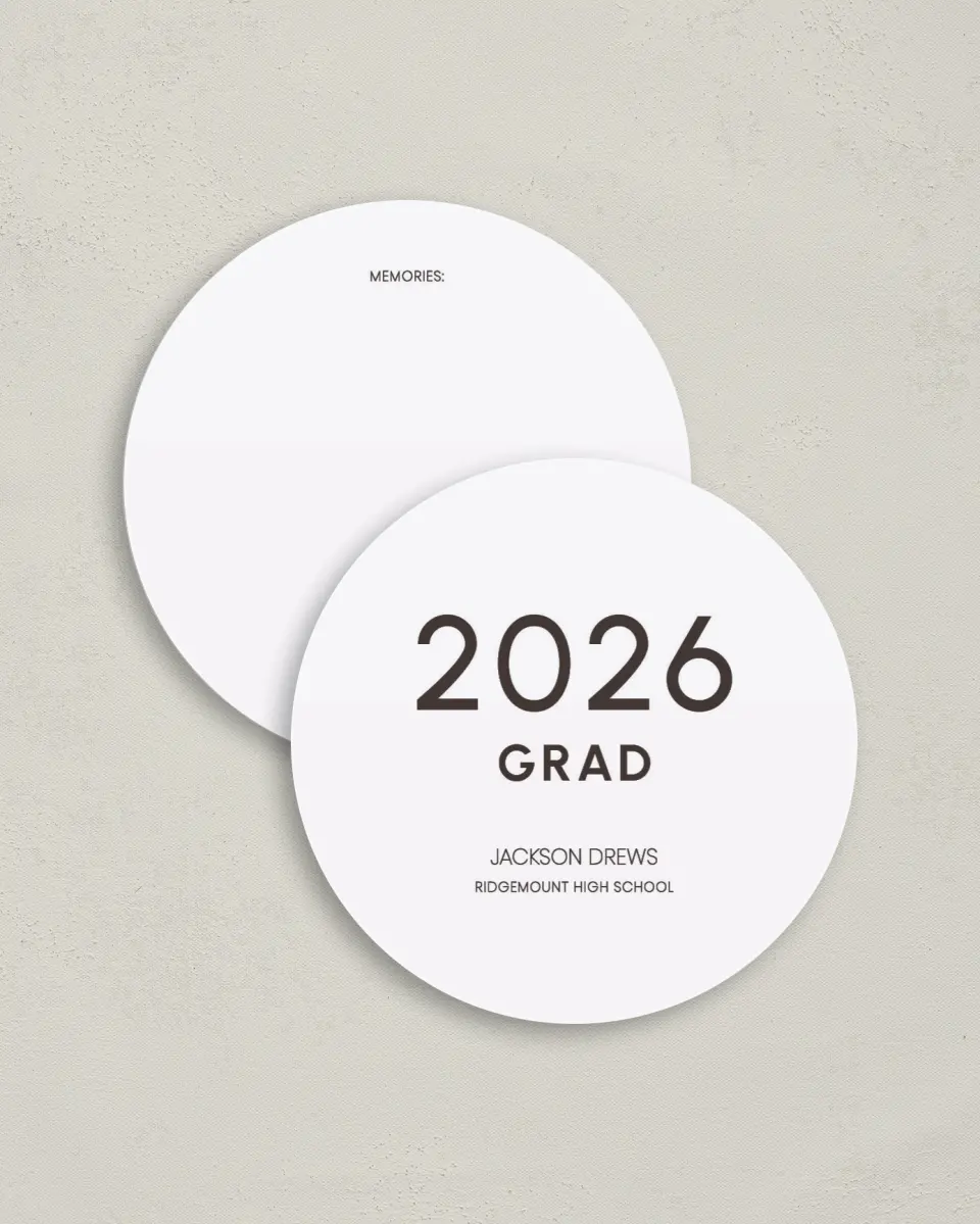 This is a 4" x 4" Share a Memory Card called Simple Graduate printed in full color on Luxe Satin (coated) paper