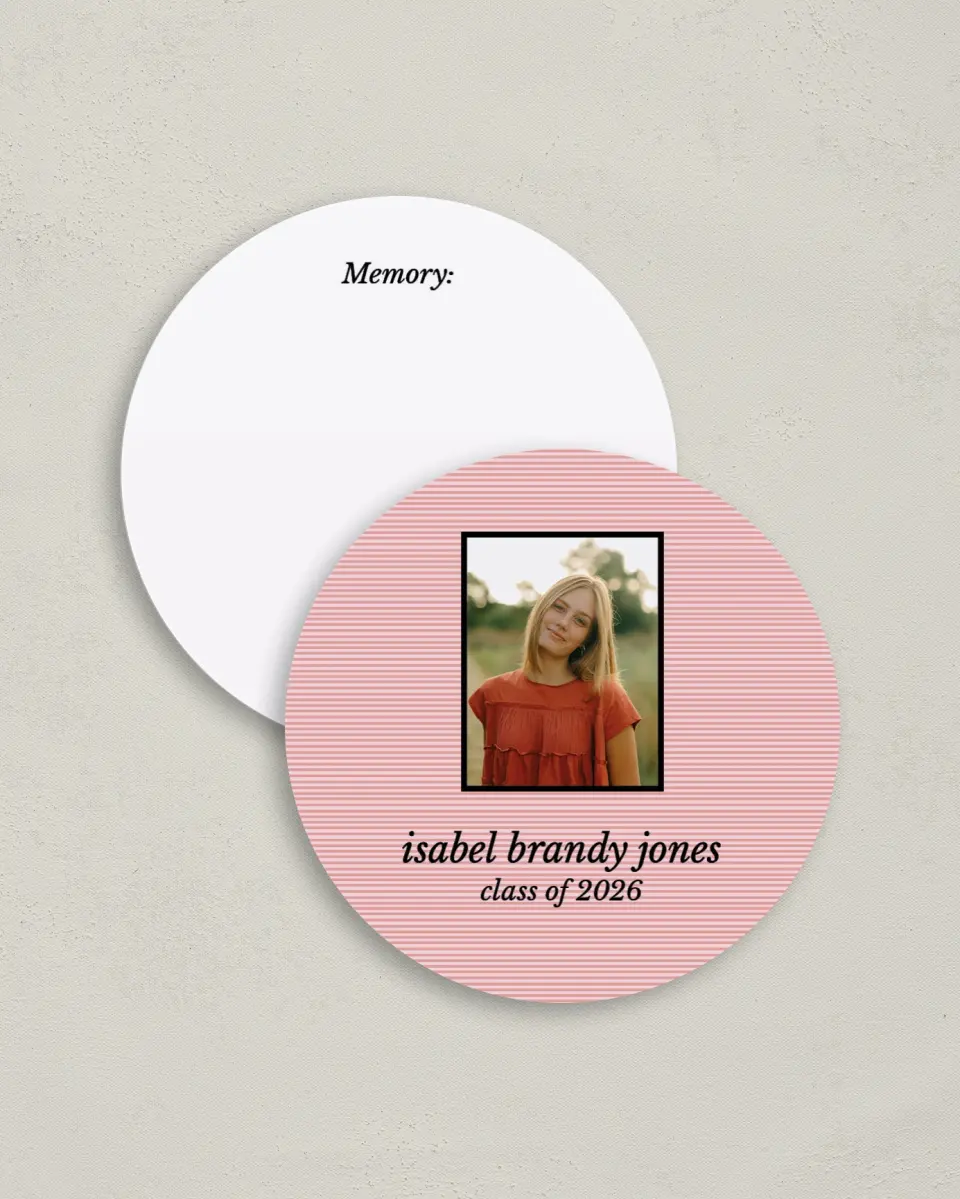 This is a 4" x 4" Share a Memory Card called Snapshot Graduate printed in full color on Luxe Satin (coated) paper