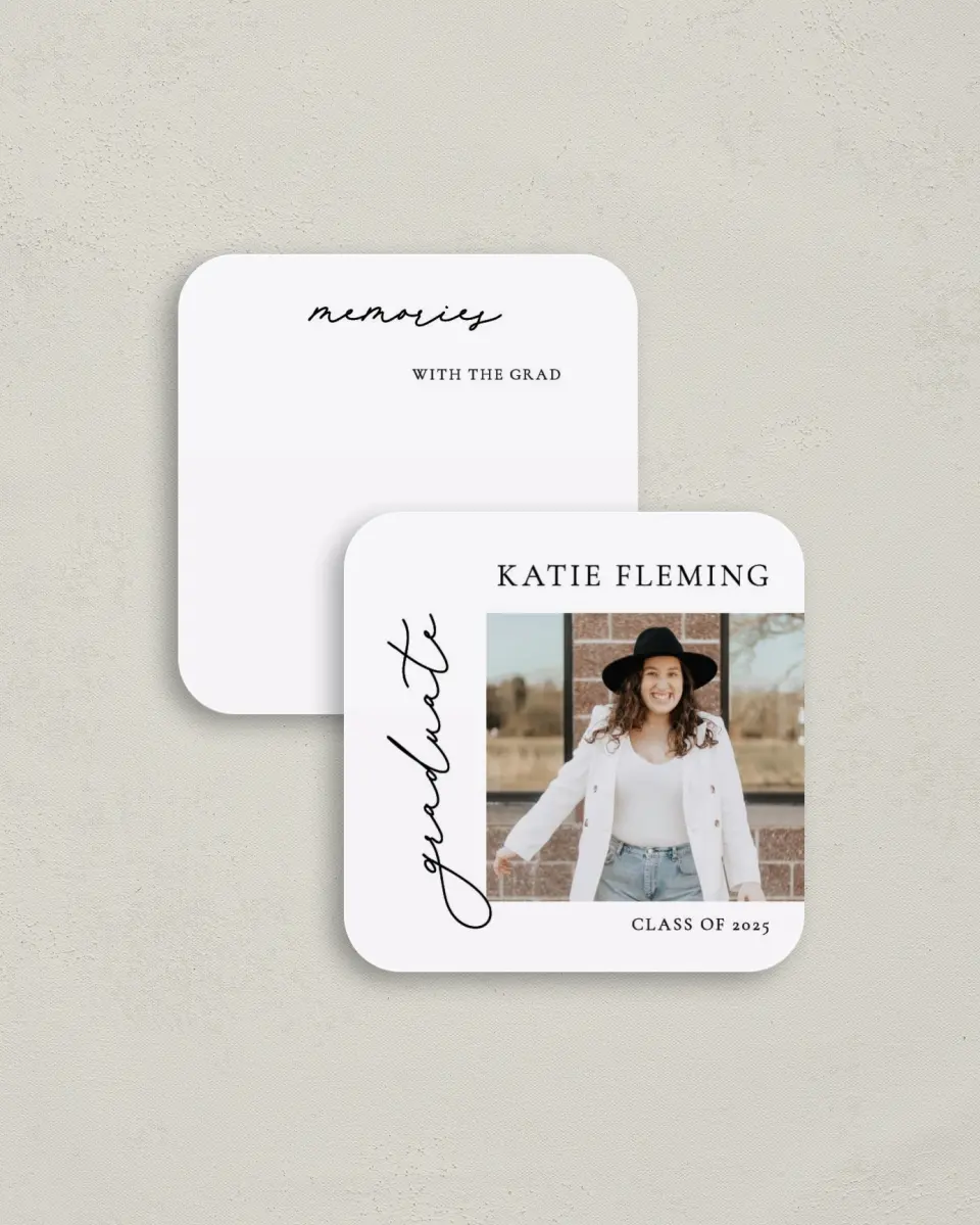 This is a 3¼" x 3¼" Share a Memory Card called Chic Three printed in full color on Luxe Satin (coated) paper
