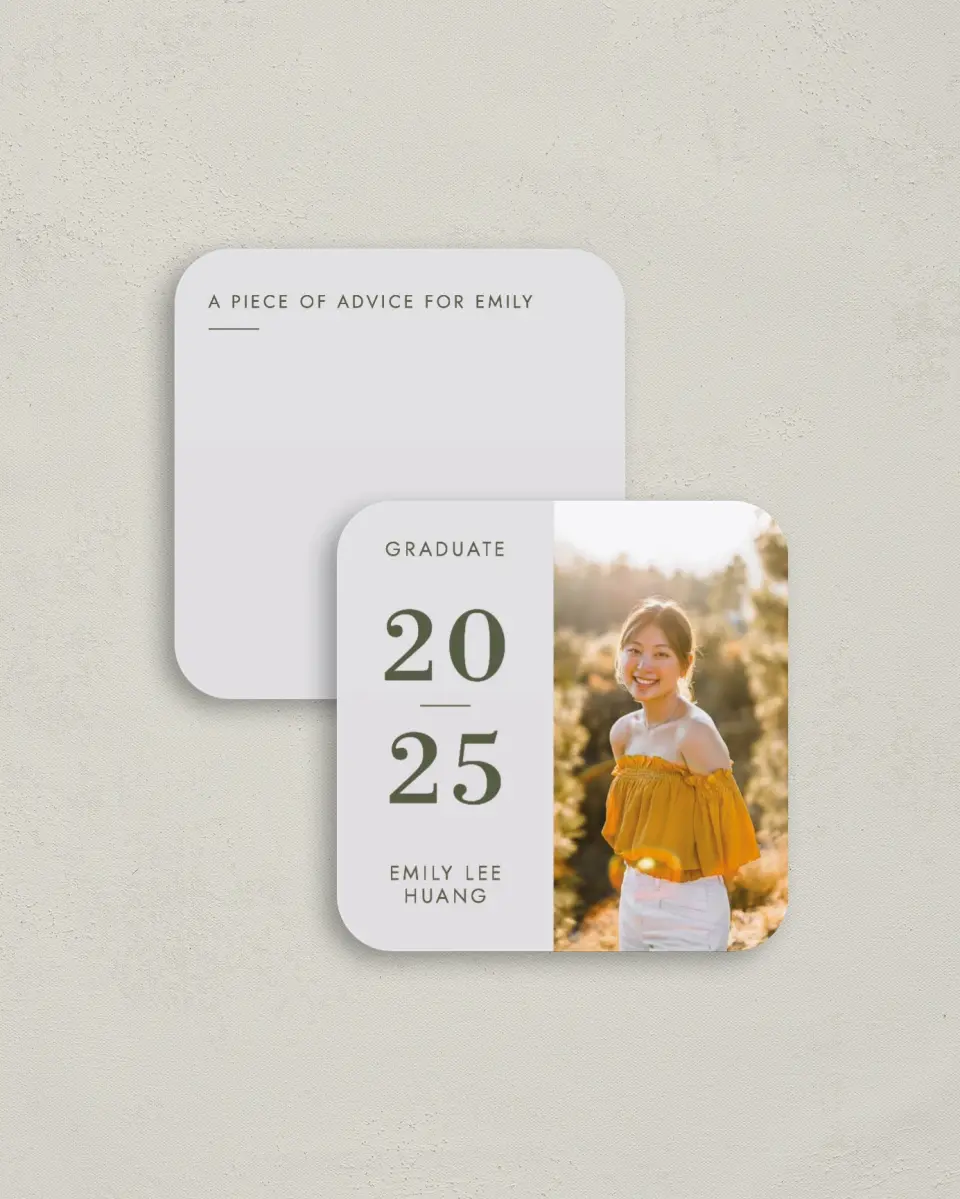 This is a 3¼" x 3¼" Advice Card called Star Student printed in full color on Luxe Satin (coated) paper