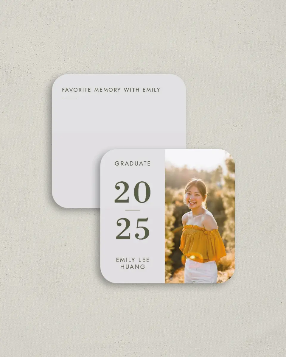 This is a 3¼" x 3¼" Share a Memory Card called Star Student printed in full color on Luxe Satin (coated) paper