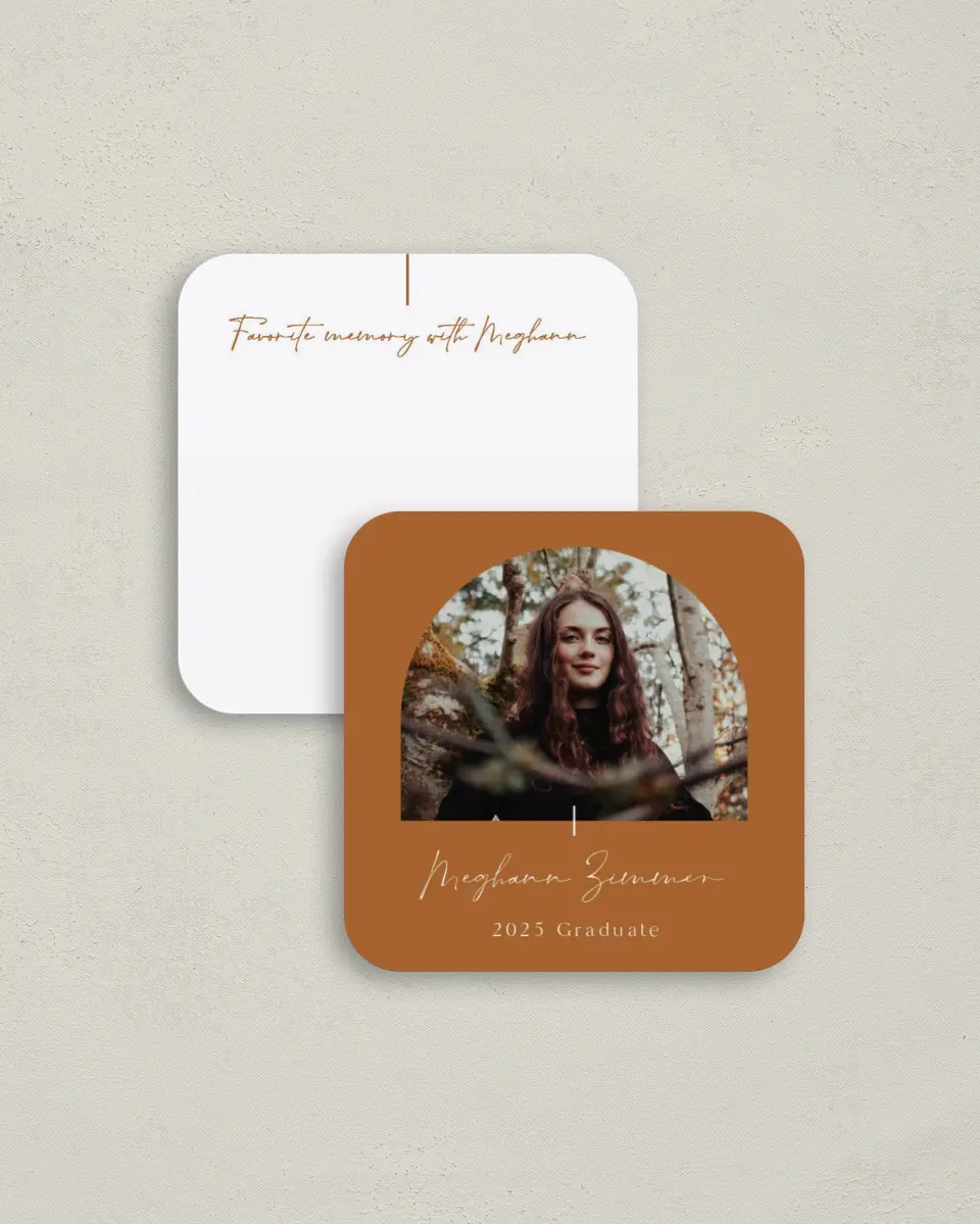 This is a 3¼" x 3¼" Share a Memory Card called Simple Signature printed in full color on Luxe Satin (coated) paper