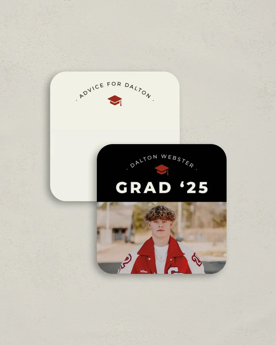 This is a 3¼" x 3¼" Advice Card called Cool & Classic printed in full color on Luxe Satin (coated) paper