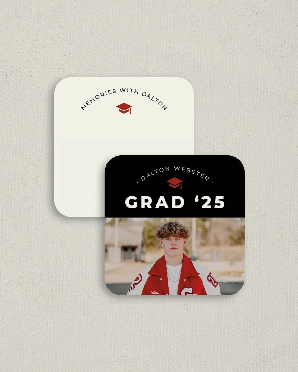 This is a 3¼" x 3¼" Share a Memory Card called Cool & Classic printed in full color on Luxe Satin (coated) paper