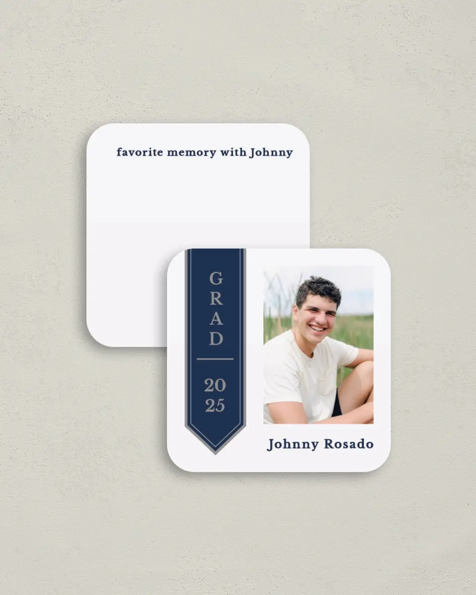 This is a 3¼" x 3¼" Share a Memory Card called Sophisticated Stole printed in full color on Luxe Satin (coated) paper
