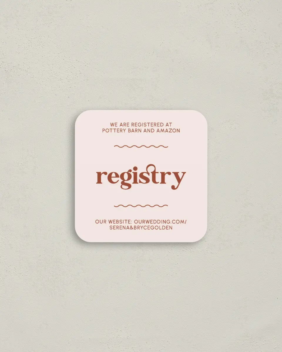 This is a 3¼" x 3¼" Registry Card called Fresh Face printed in full color on Luxe Satin (coated) paper