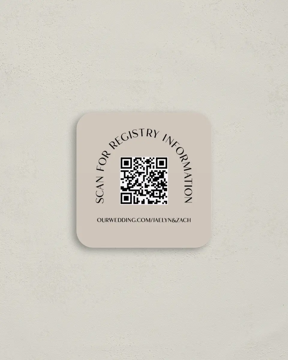 This is a 3¼" x 3¼" Registry Card called Clear Arc printed in full color on Luxe Satin (coated) paper