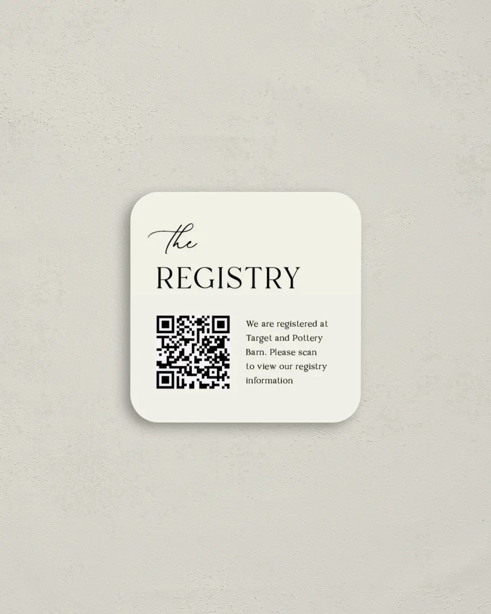 This is a 3¼" x 3¼" Registry Card called Tidy Twist printed in full color on Luxe Satin (coated) paper