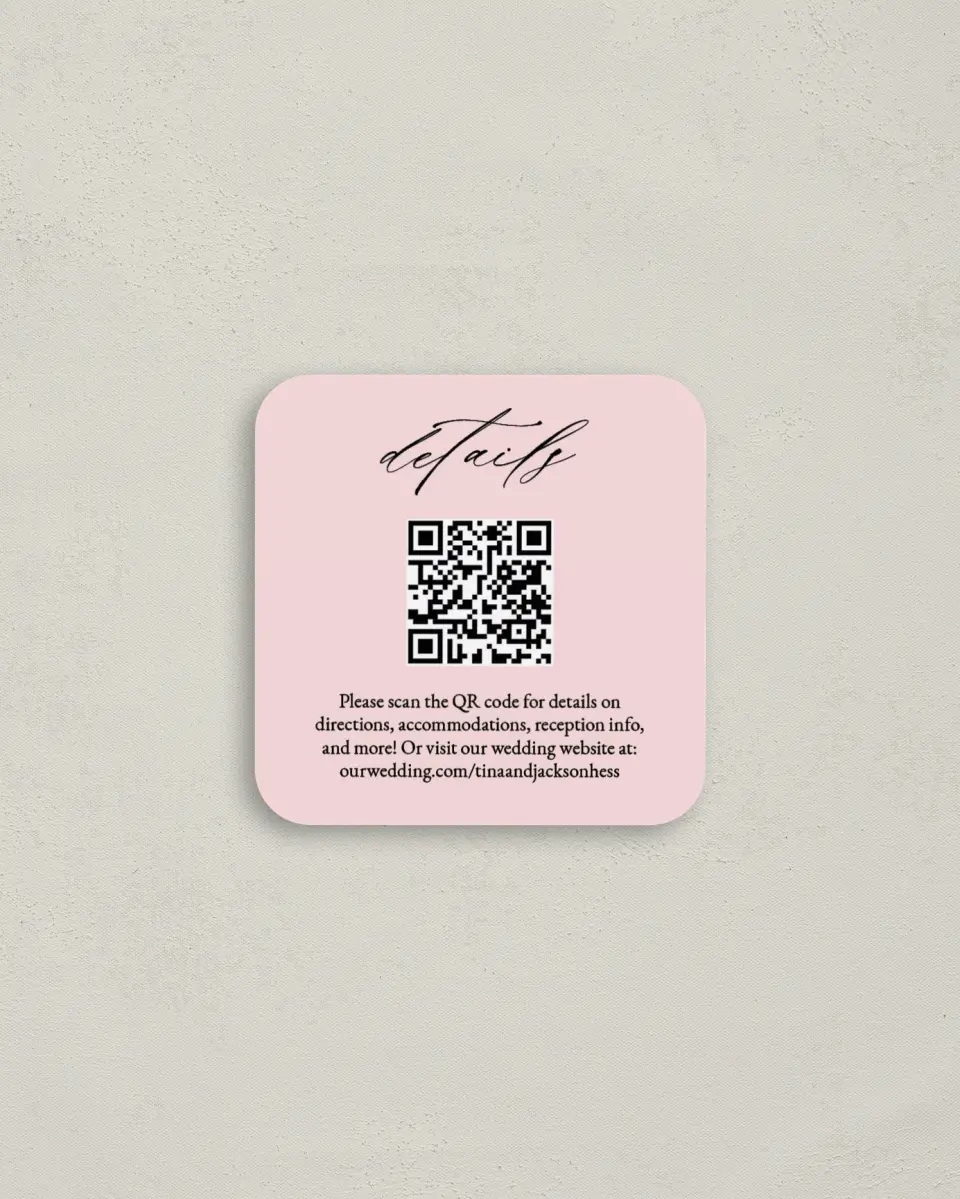 This is a 3¼" x 3¼" Details Card called Soft Scrawl printed in full color with Gold foil on Luxe Satin (coated) paper