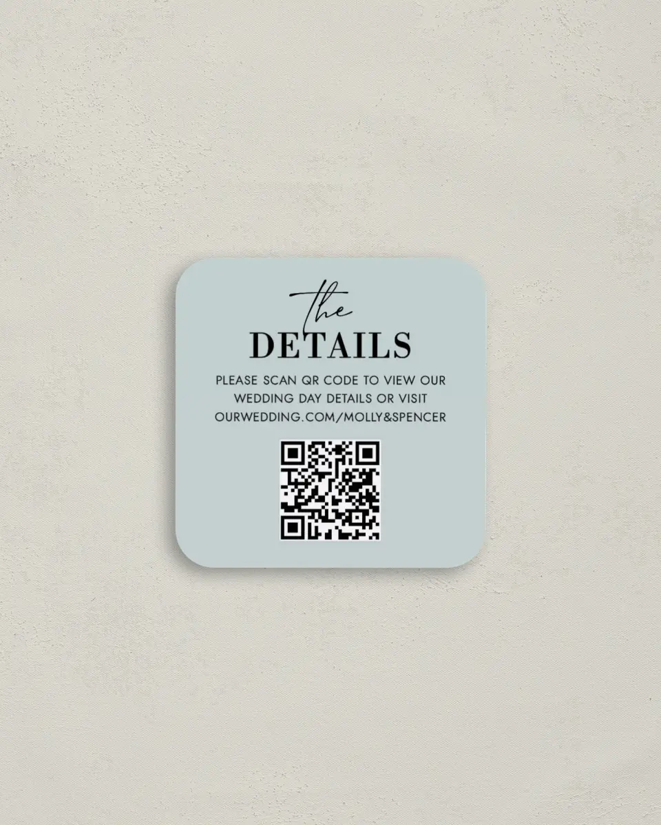 This is a 3¼" x 3¼" Details Card called Ritzy Royal printed in full color on Luxe Satin (coated) paper