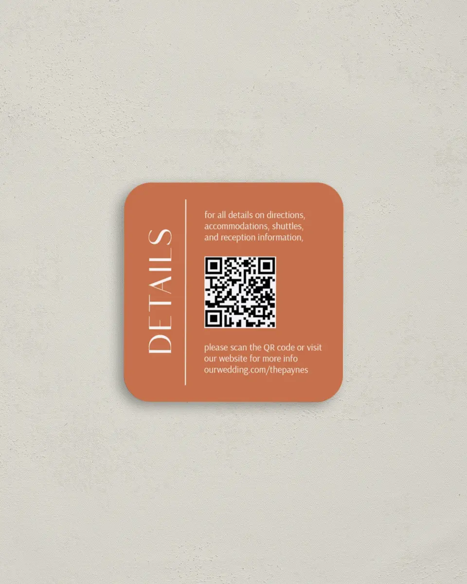This is a 3¼" x 3¼" Details Card called Stylish Slant printed in full color on Luxe Satin (coated) paper