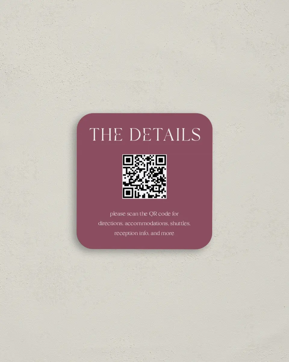 This is a 3¼" x 3¼" Details Card called Classic Chic printed in full color with Silver foil on Luxe Satin (coated) paper