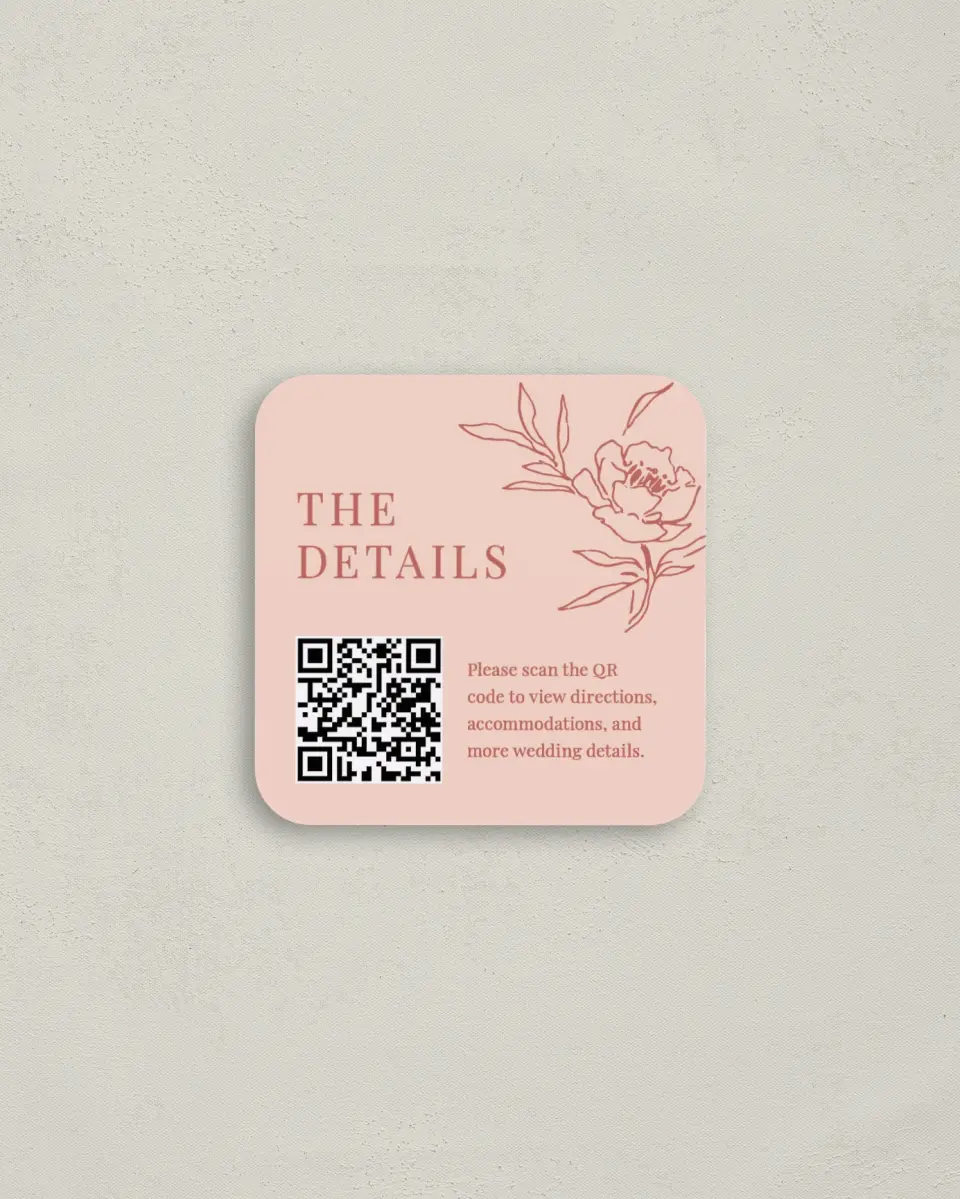 This is a 3¼" x 3¼" Details Card called Bright Bloom printed in full color with Gold foil on Luxe Satin (coated) paper