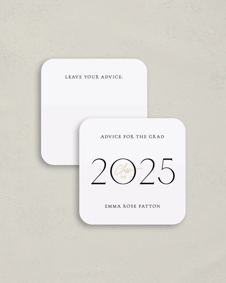 This is a 3¼" x 3¼" Advice Card called Brilliant Year printed in full color on Luxe Satin (coated) paper