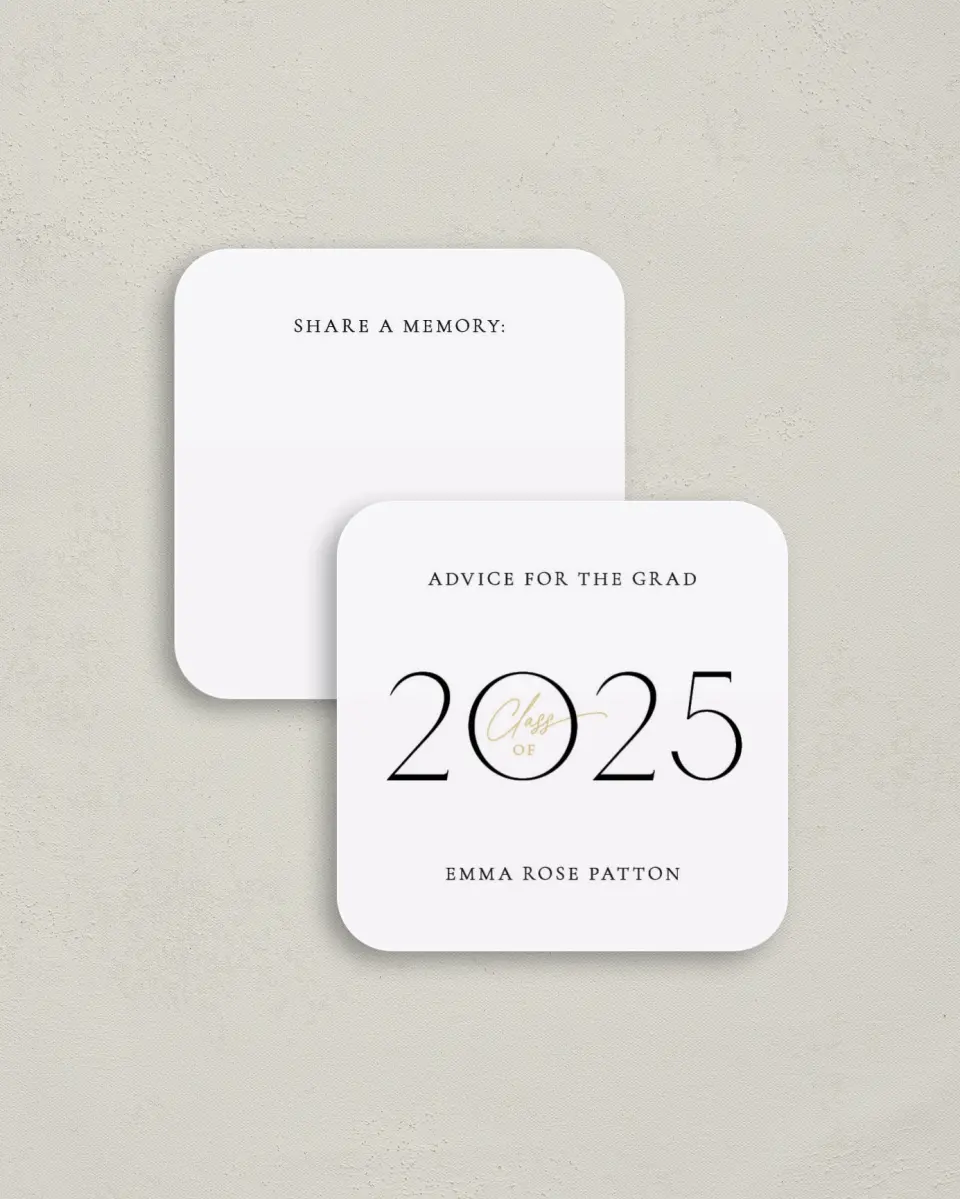 This is a 3¼" x 3¼" Share a Memory Card called Brilliant Year printed in full color on Luxe Satin (coated) paper