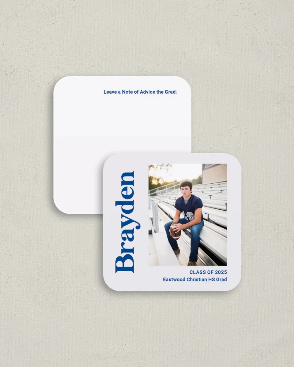 This is a 3¼" x 3¼" Advice Card called Side of Success printed in full color on Luxe Satin (coated) paper
