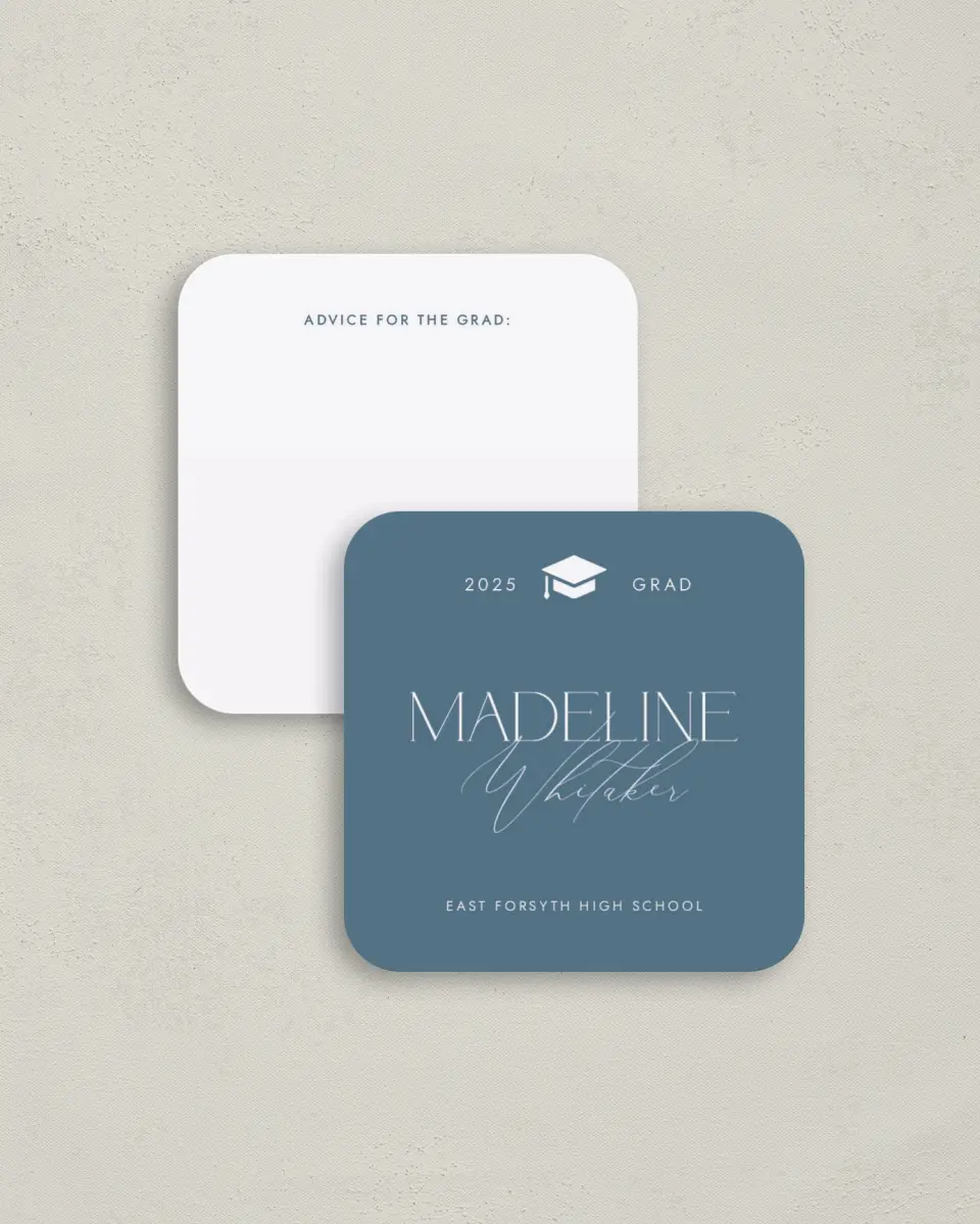 This is a 3¼" x 3¼" Advice Card called Crowning Moment printed in full color on Luxe Satin (coated) paper