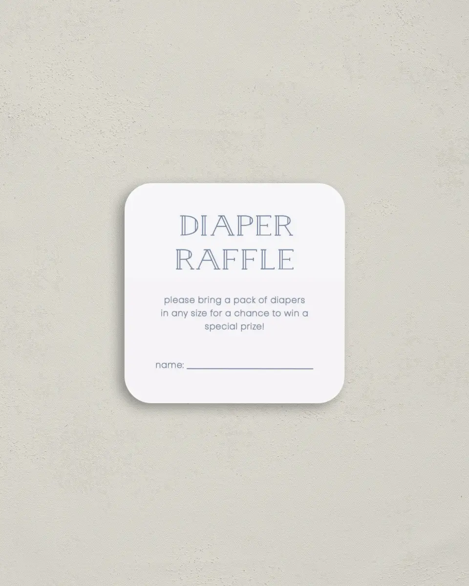 This is a 3¼" x 3¼" Details Card called Ciao Baby printed in full color on Luxe Satin (coated) paper