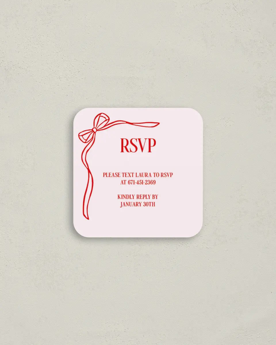 This is a 3¼" x 3¼" Bachelorette Party Thank You Card called PJs & Prosecco printed in full color on Luxe Satin (coated) paper