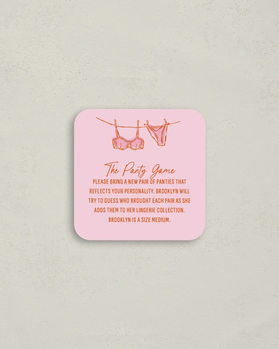 This is a 3¼" x 3¼" Bachelorette Party Thank You Card called Tropic Like It's Hot printed in full color on Luxe Satin (coated) paper