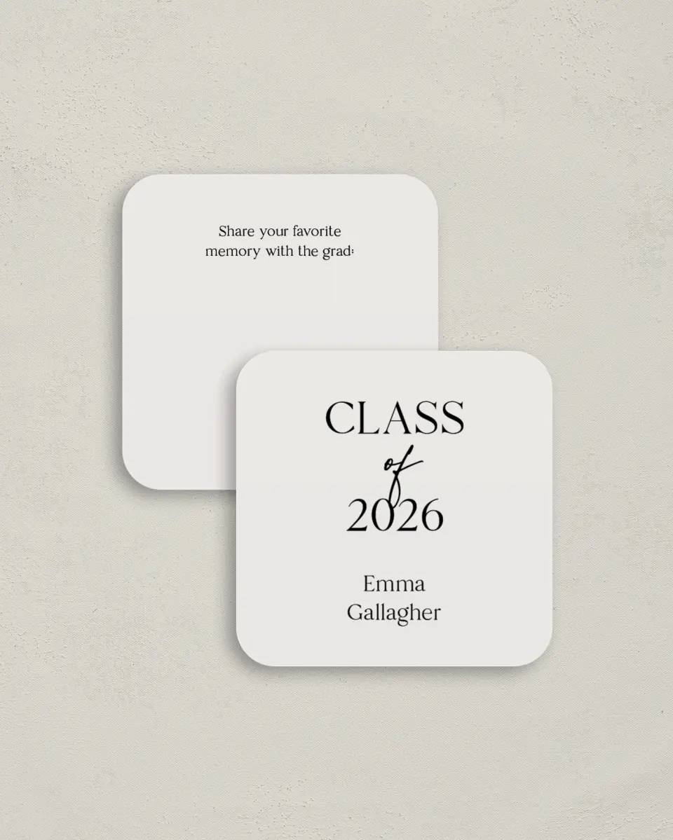 This is a 3¼" x 3¼" Share a Memory Card called Effortless Edge printed in full color on Luxe Satin (coated) paper