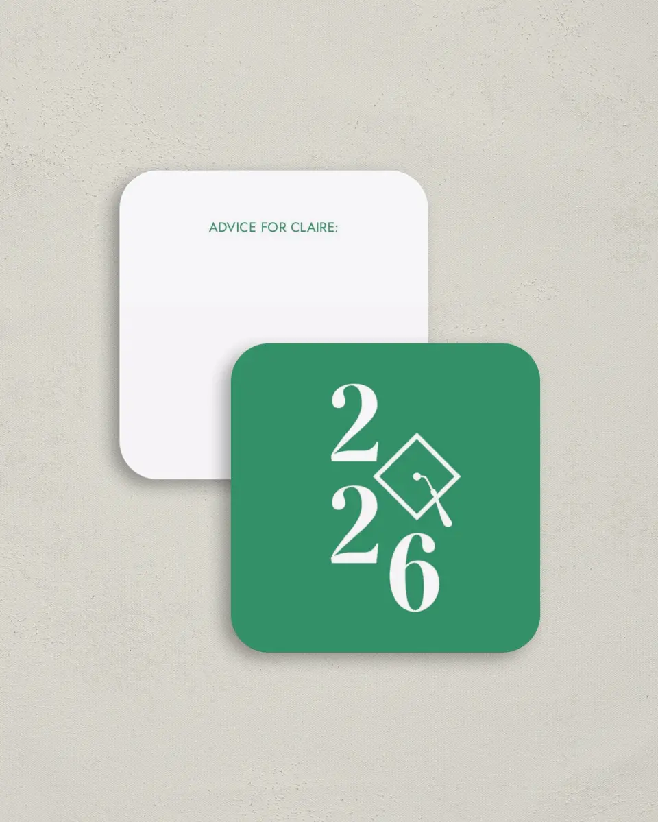 This is a 3¼" x 3¼" Advice Card called Class Icon printed in full color on Luxe Satin (coated) paper