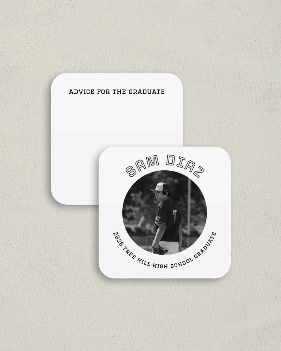 This is a 3¼" x 3¼" Advice Card called Last Run printed in full color on Luxe Satin (coated) paper