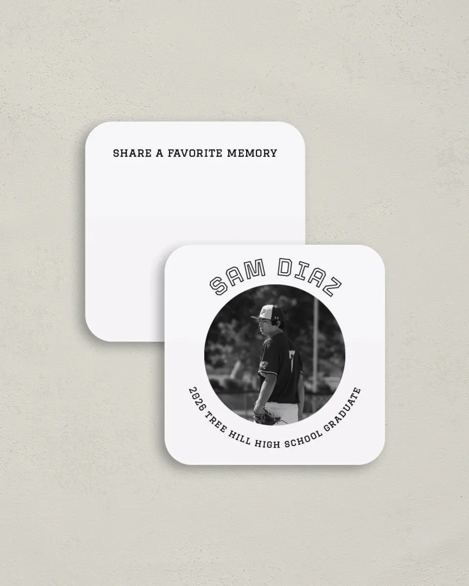 This is a 3¼" x 3¼" Share a Memory Card called Last Run printed in full color on Luxe Satin (coated) paper