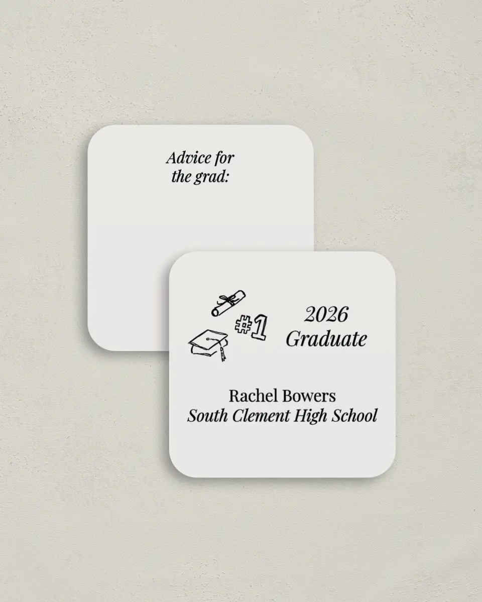 This is a 3¼" x 3¼" Advice Card called Art of Achievement printed in full color on Luxe Satin (coated) paper