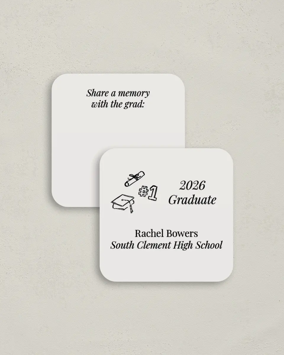 This is a 3¼" x 3¼" Share a Memory Card called Art of Achievement printed in full color on Luxe Satin (coated) paper