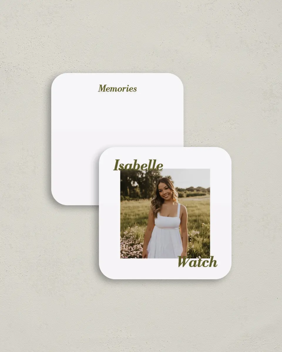 This is a 3¼" x 3¼" Share a Memory Card called Grad Year printed in full color on Luxe Satin (coated) paper