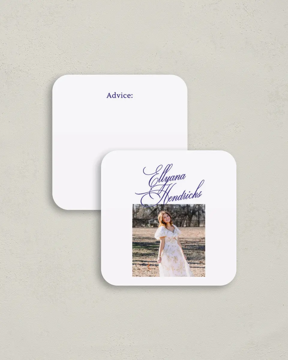 This is a 3¼" x 3¼" Advice Card called Elegantly Graduated printed in full color on Luxe Satin (coated) paper