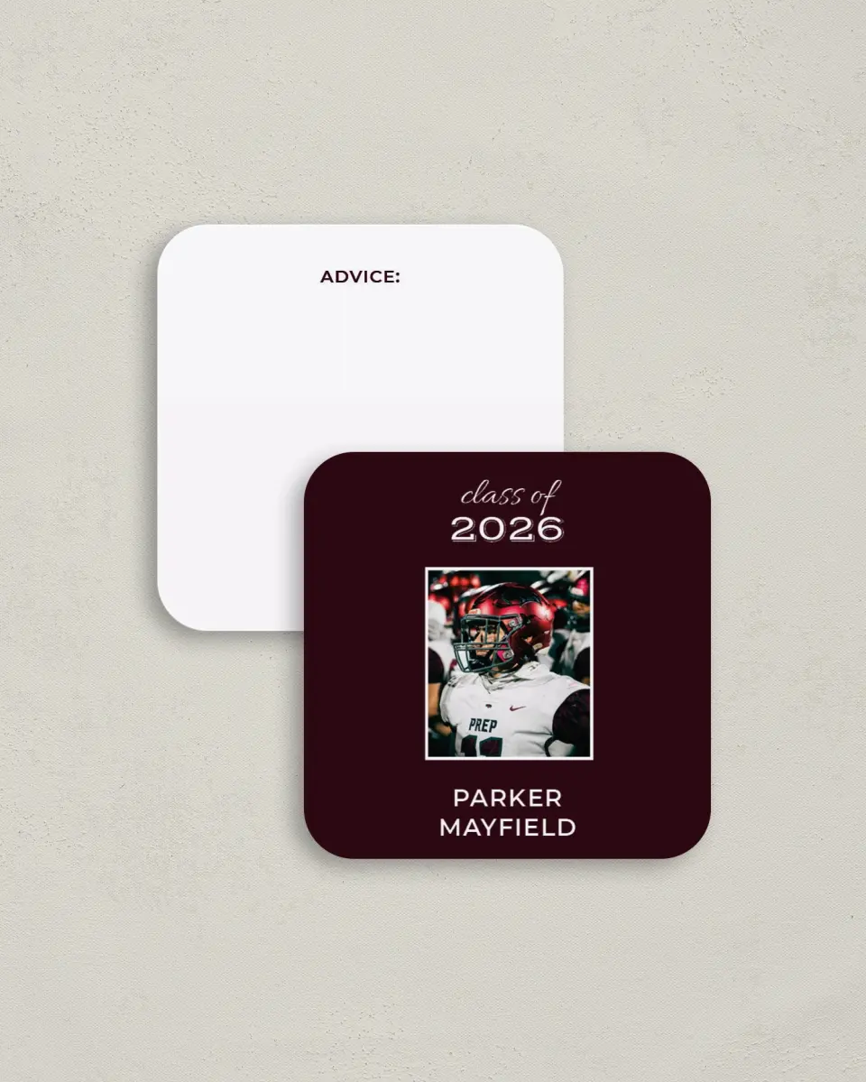 This is a 3¼" x 3¼" Advice Card called All Star Graduate printed in full color on Luxe Satin (coated) paper