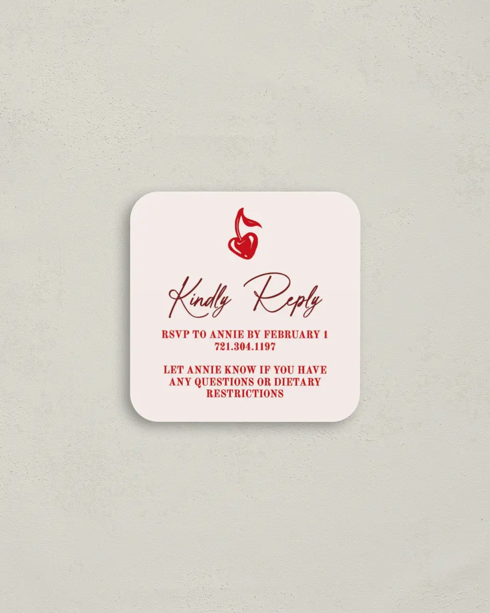 This is a 3¼" x 3¼" Bachelorette Party Thank You Card called Vegas Before the Vows printed in full color on Luxe Satin (coated) paper