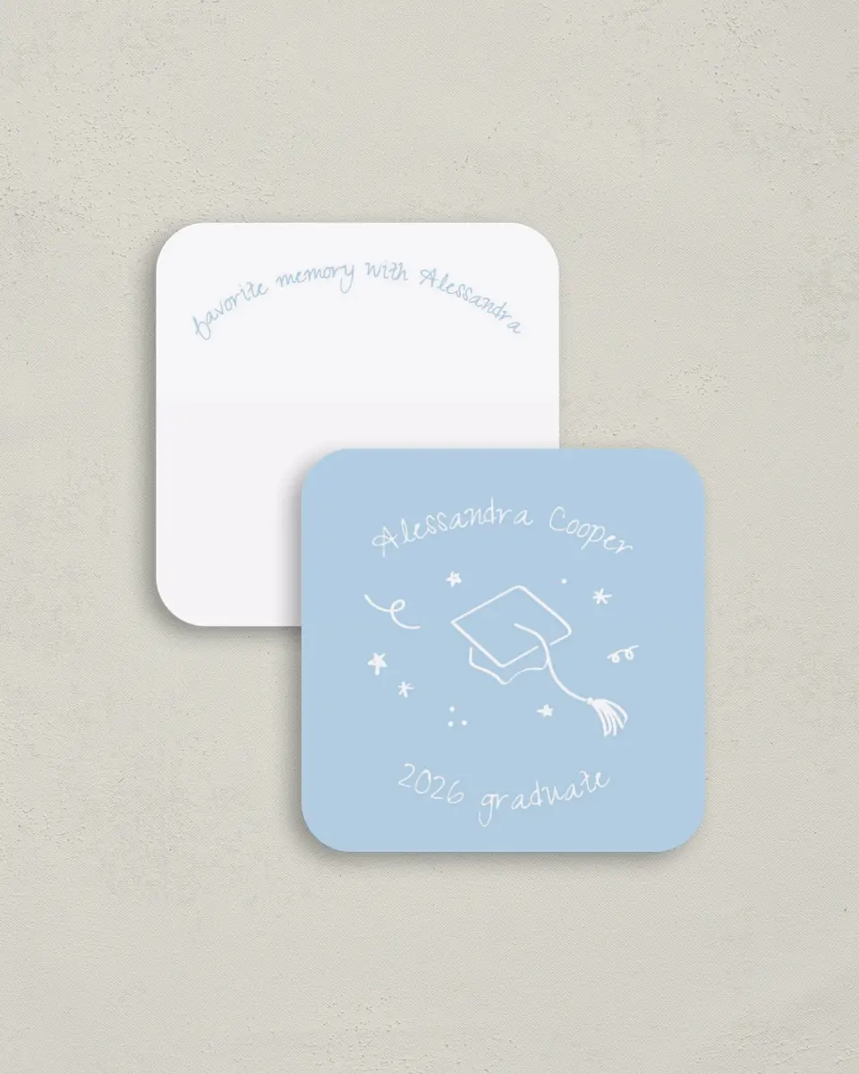 This is a 3¼" x 3¼" Share a Memory Card called Doodles in the Margin printed in full color on Luxe Satin (coated) paper