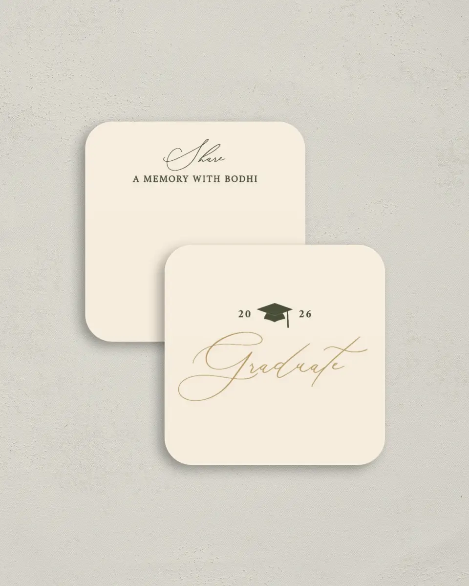 This is a 3¼" x 3¼" Share a Memory Card called Mature Minimalist printed in full color on Luxe Satin (coated) paper
