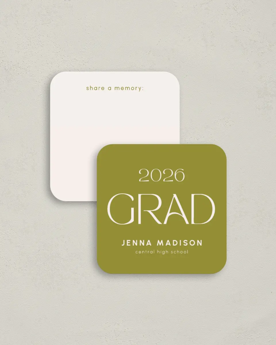 This is a 3¼" x 3¼" Share a Memory Card called Only the Beginning printed in full color on Luxe Satin (coated) paper