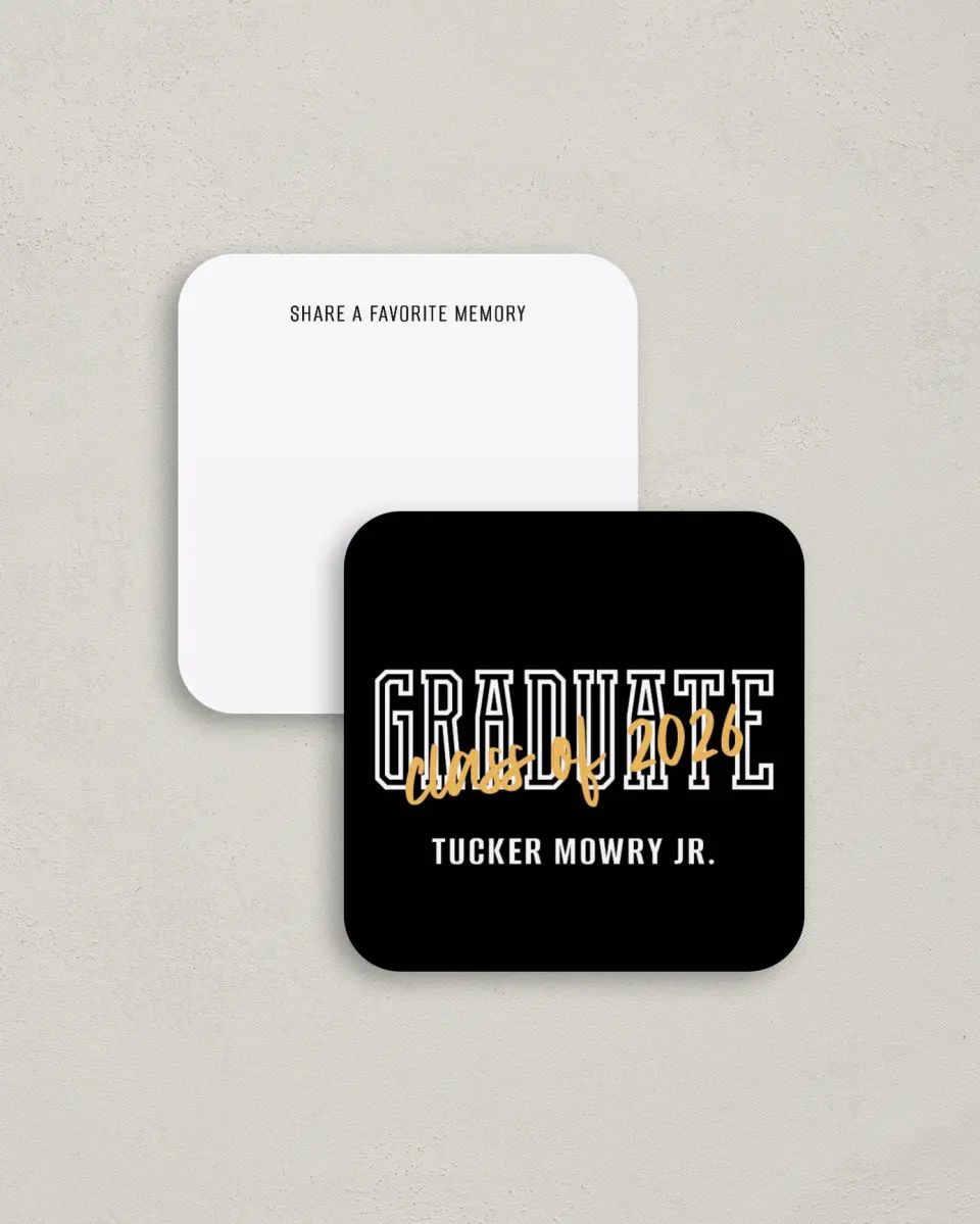 This is a 3¼" x 3¼" Share a Memory Card called Onward and Upward printed in full color on Luxe Satin (coated) paper