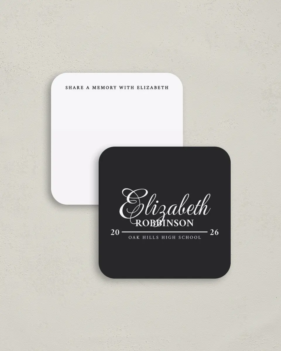 This is a 3¼" x 3¼" Share a Memory Card called The Right Path printed in full color on Luxe Satin (coated) paper