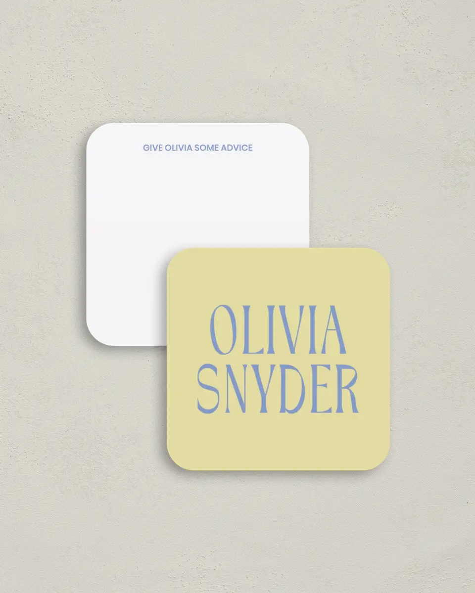 This is a 3¼" x 3¼" Advice Card called Funky Colorful Cute printed in full color on Luxe Satin (coated) paper