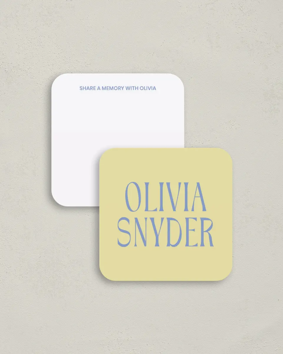 This is a 3¼" x 3¼" Share a Memory Card called Funky Colorful Cute printed in full color on Luxe Satin (coated) paper